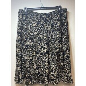 Jones New York Sport Woman Floral Scroll Skirt Side Zip Black Tan Size 16W